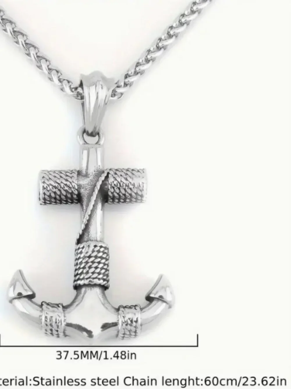 Men's 316L Stainless Steel Anchor Pendant Necklace- Minimalist Nautical Design